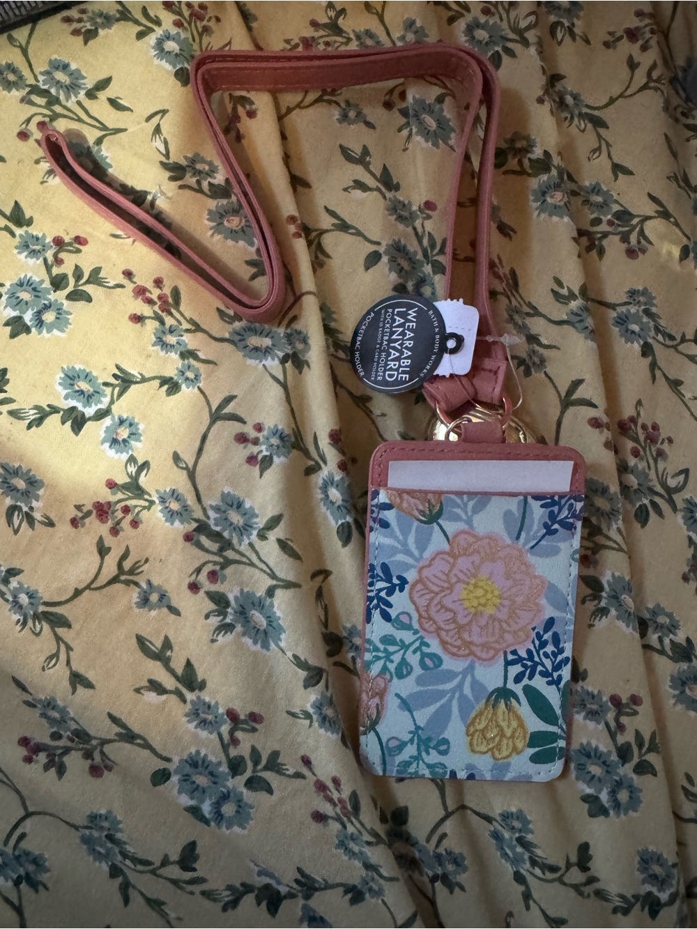 Bath & Body Works Floral Cardholder Lanyard in Pink and Blue